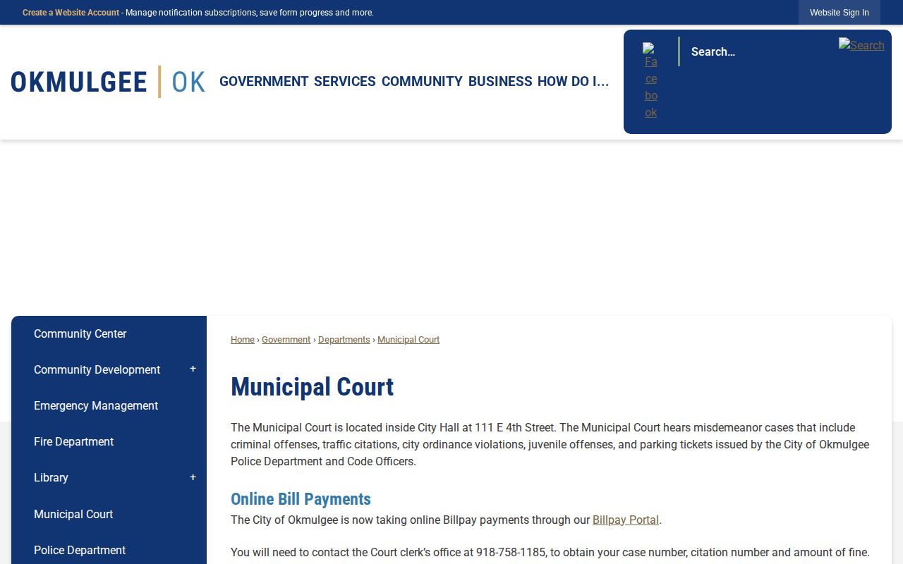 Okmulgee municipal prisoner release records and Municipal Court source