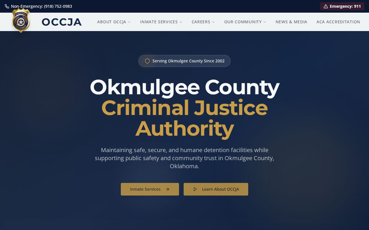Okmulgee County Jail release records and OCCJA facility page